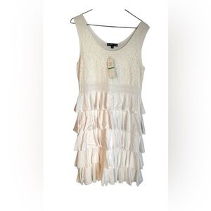 Color FX White Lace Ruffle Dress NWT Medium